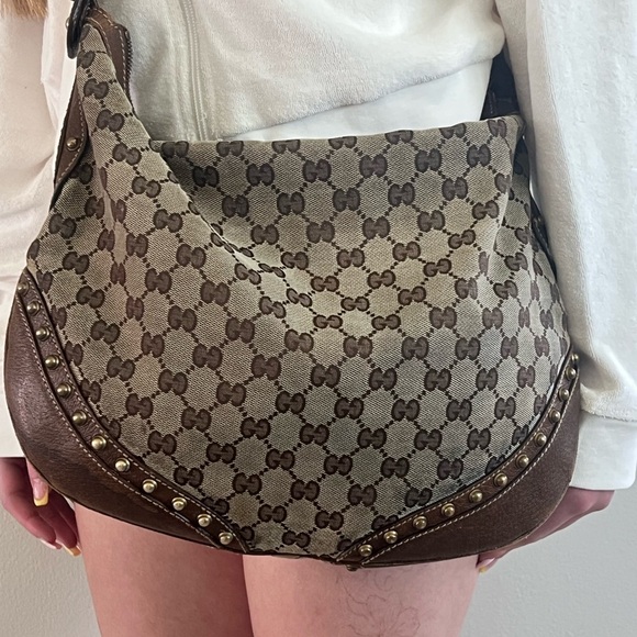 2005 Gucci Pelham Monogram Canvas/Leather/Sherry Web Strap LARGE Pelham Bag - Picture 6 of 14